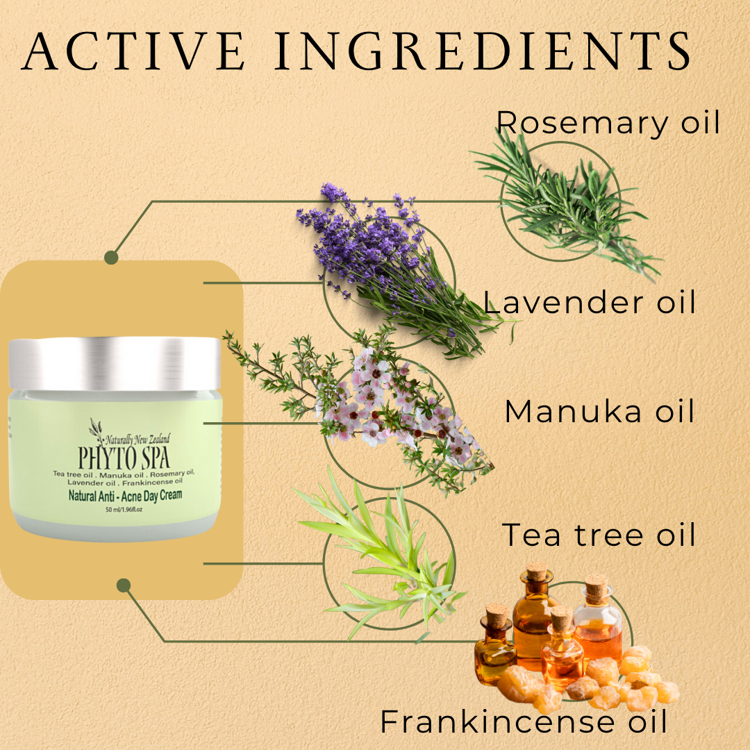 Anti-acne day cream with Tea tree, Manuka, Lavender, and Rosemary