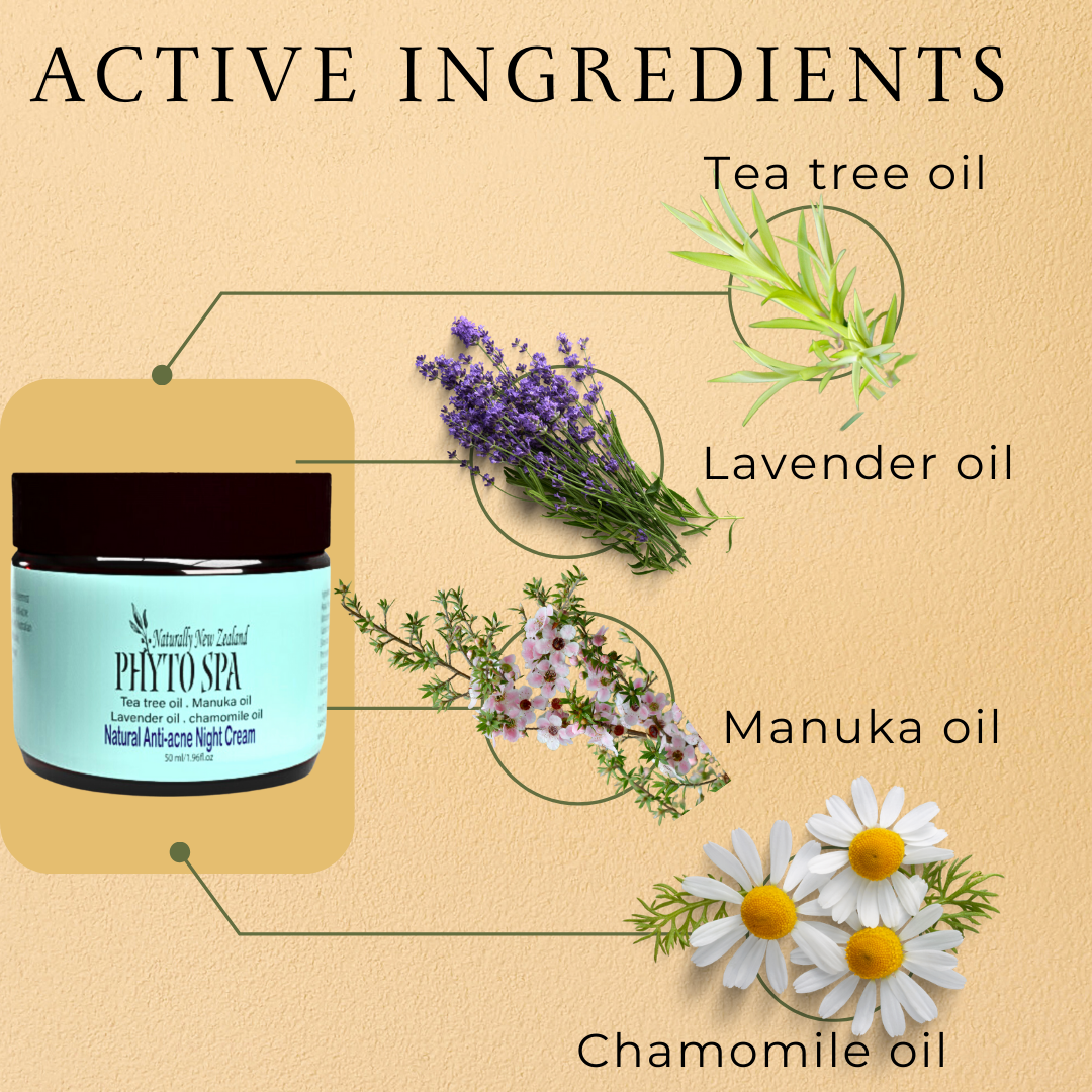 Anti-acne Night Cream with Tea tree, Lavender, Manuka and Chamomile oils