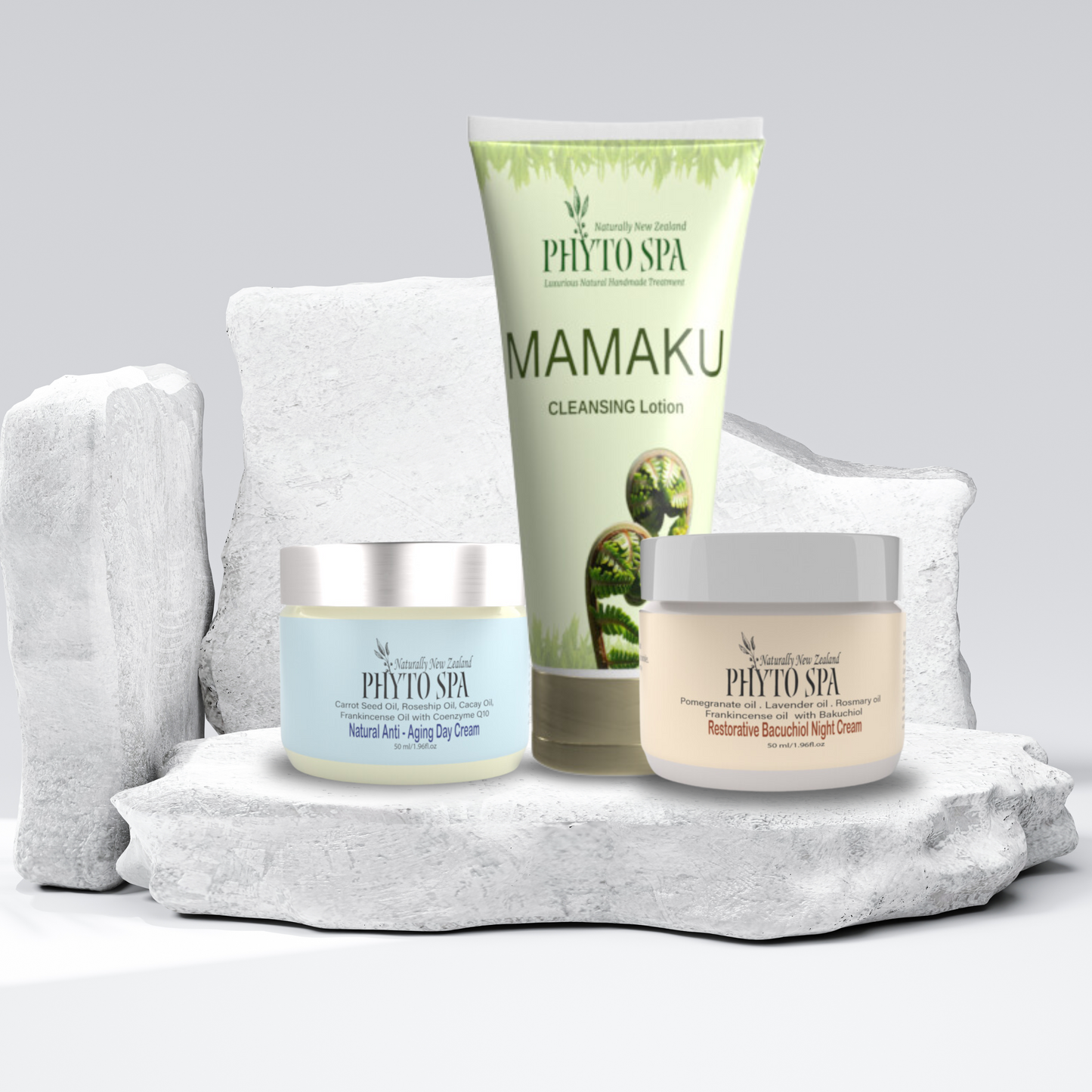 Anti-Aging Collection: Anti-aging Day Cream, Bakuchiol Night Cream and Mamaku Cleansing Lotion